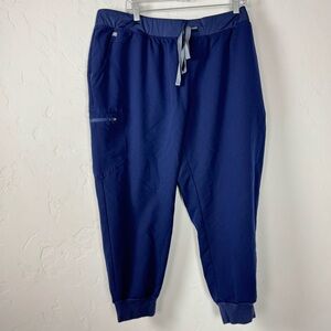 Figs Technical Collection Joggers Zamora Sweat Scrub Pants Dark Navy‎ Blue Tie